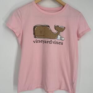 Vineyard Vines Top Girl’s XL Pink S’mores Logo Summer Camping Coastal Nautical